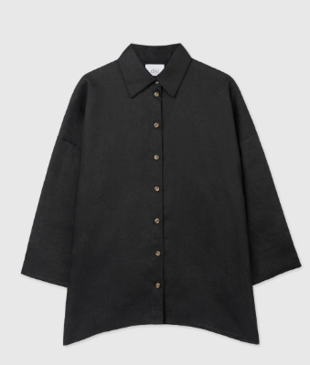 Oversized Linen-Blend Button-Down Shirt