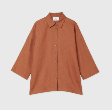 Oversized Linen-Blend Button-Down Shirt