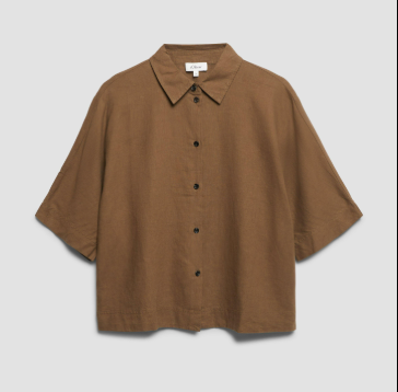 Oversized Linen-Blend Button-Down Shirt