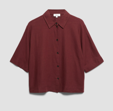 Oversized Linen-Blend Button-Down Shirt